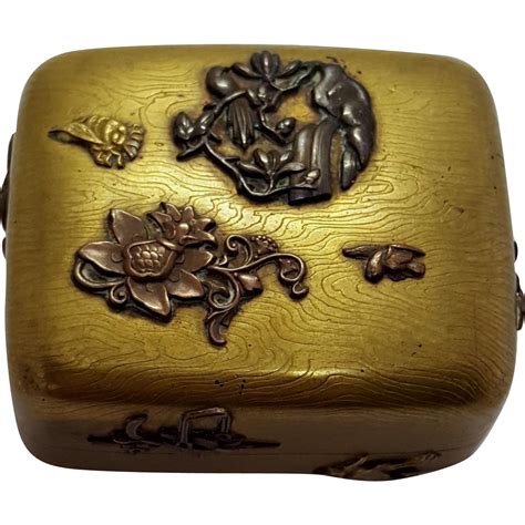 metal box asian characters hinged vintage|Metal Box Asian .